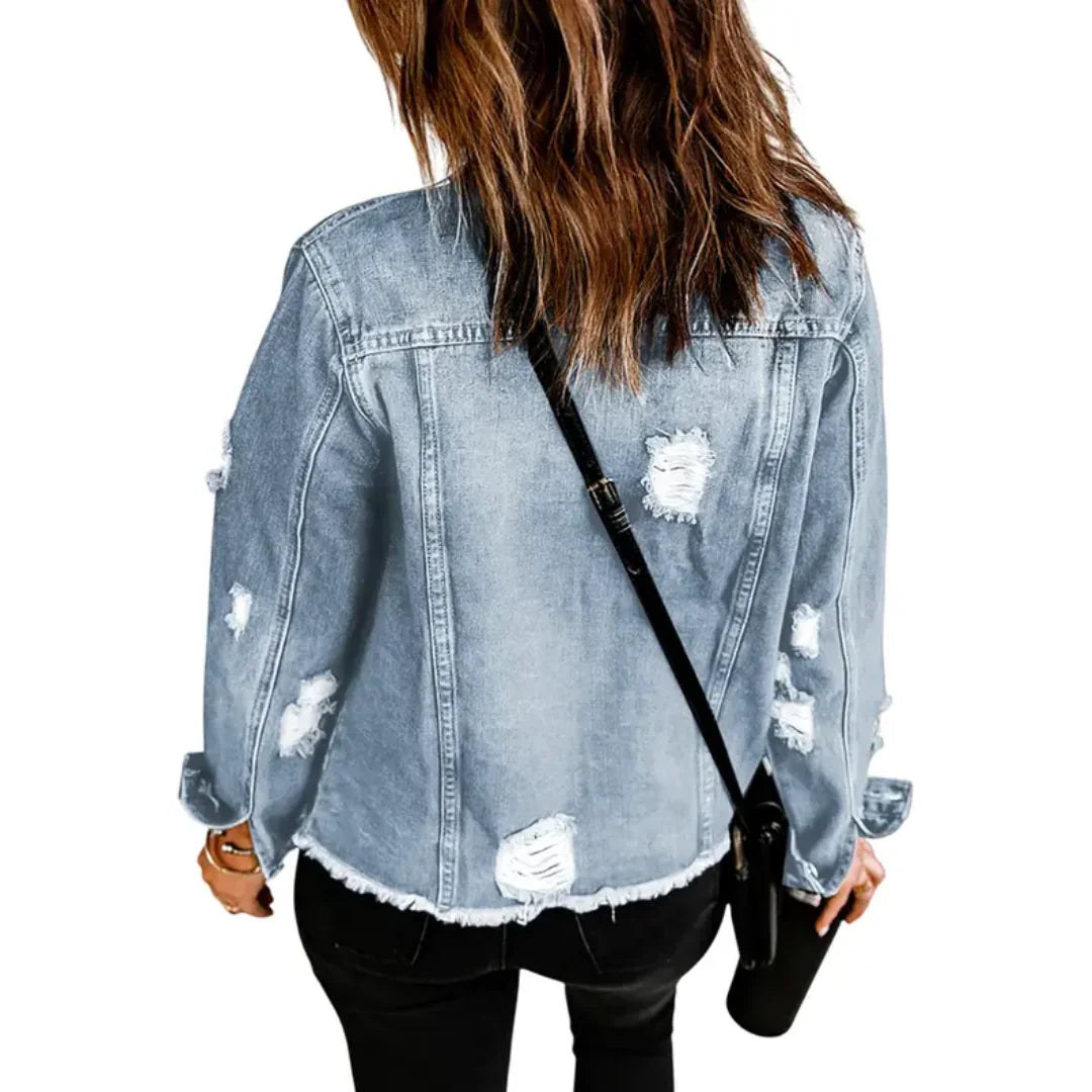 Chaqueta Vaquera Mujer Boyfriend Desgastada