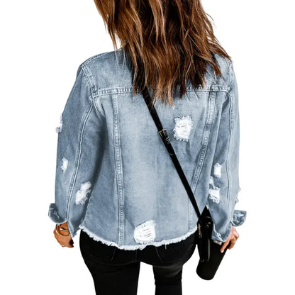Chaqueta Vaquera Mujer Boyfriend Desgastada