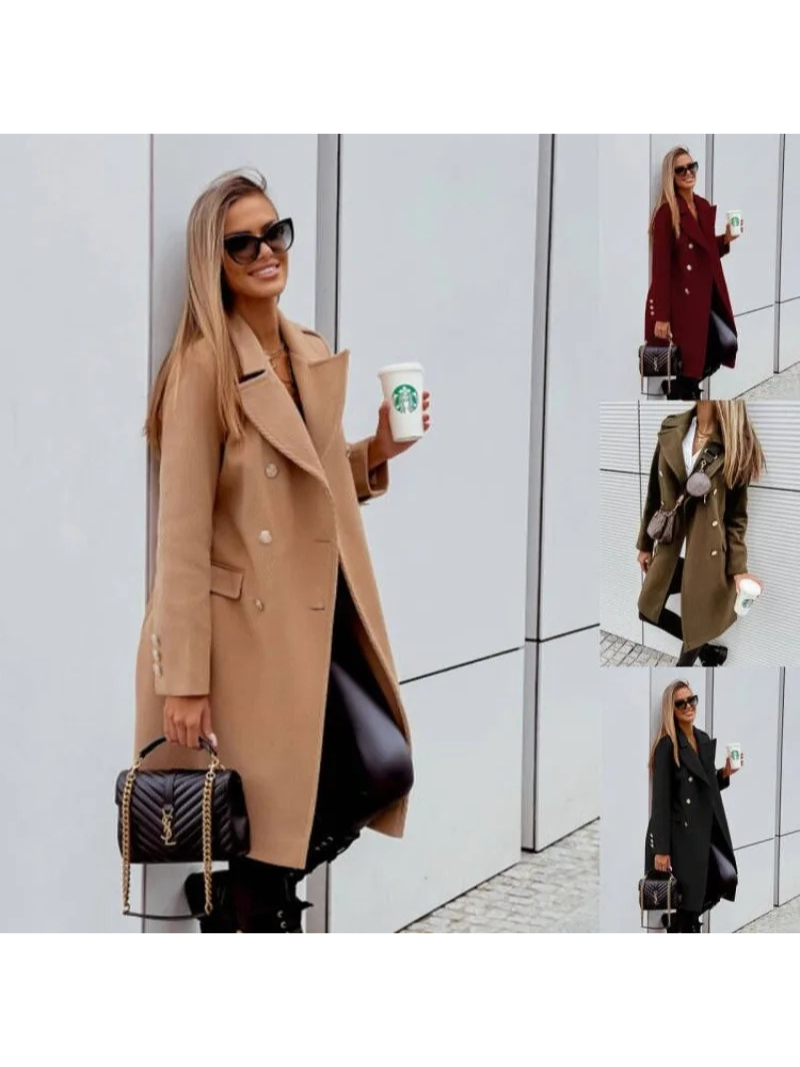 Abrigo Mujer Slim Fit Doble Botonadura Detalles Elegantes - Mavetta