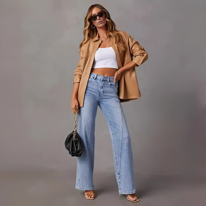 Jeans Mujer Talle Alto Pernera Ancha - Mavetta