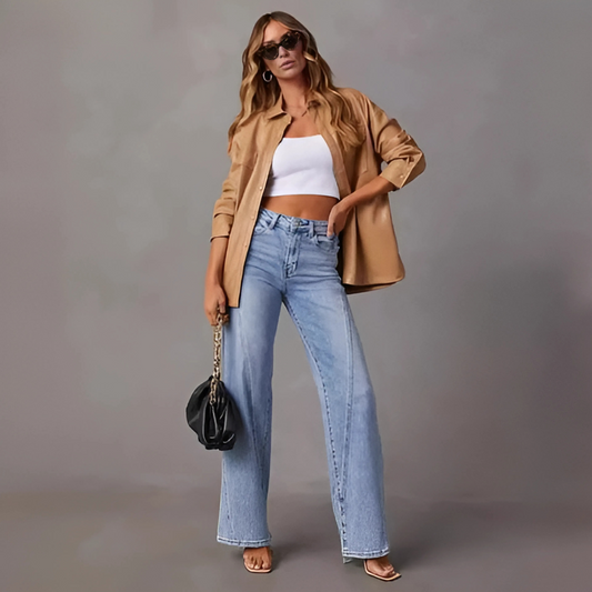 Jeans Mujer Talle Alto Pernera Ancha - Mavetta