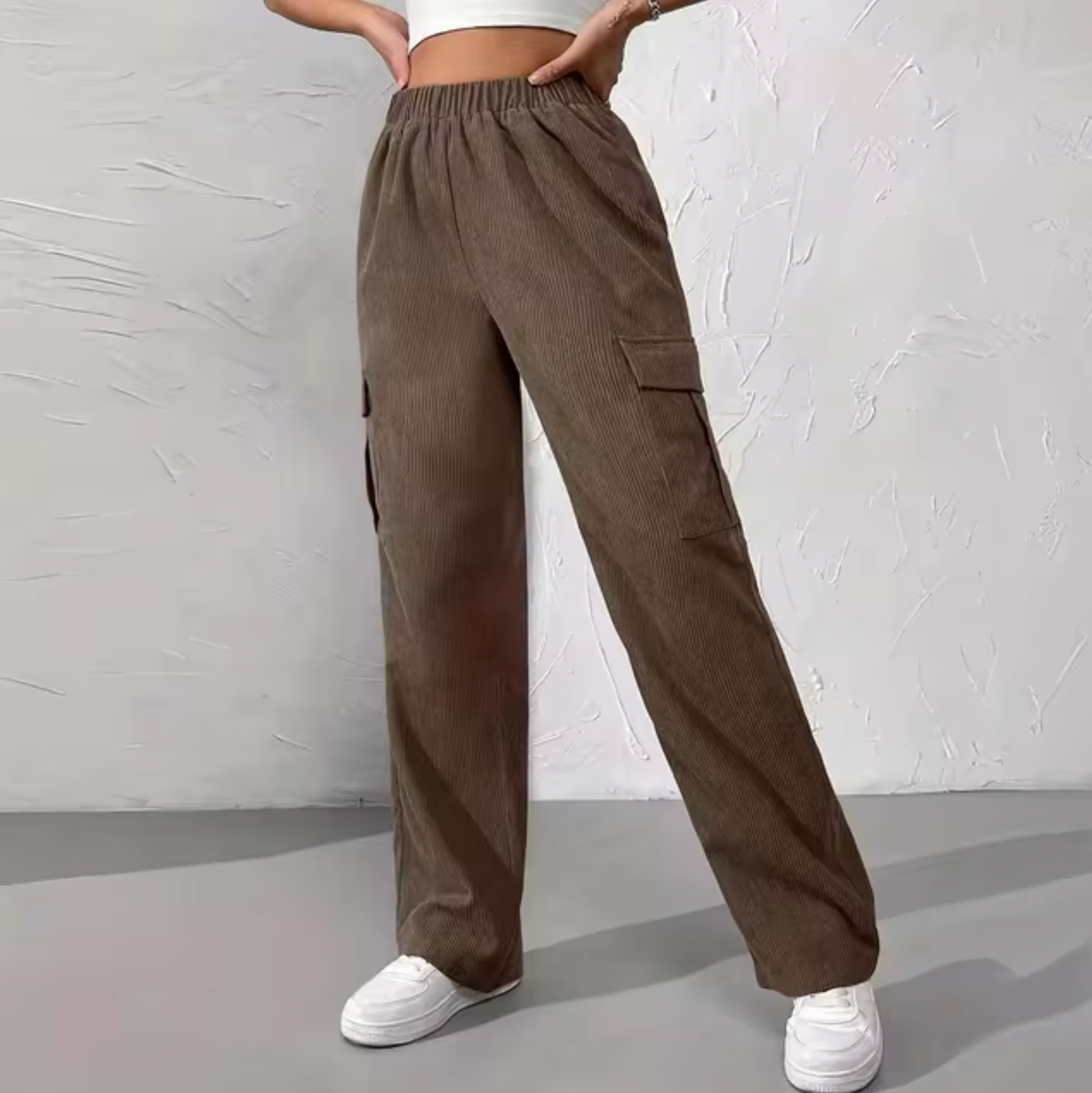 Pantalones Cargo Mujer de Pana Pierna Ancha - Mavetta