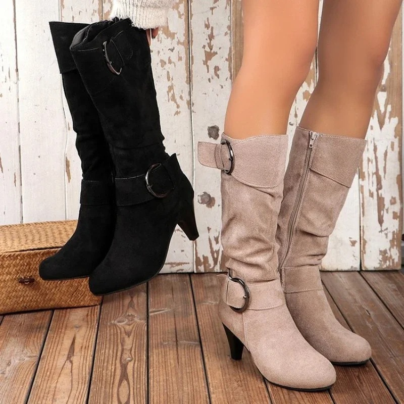 Botas Altas Mujer Puntera Redonda Ajuste Clasico - Mavetta