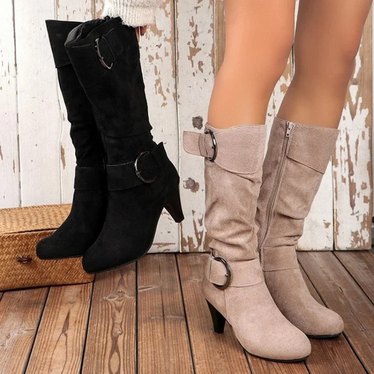 Botas Altas Mujer Puntera Redonda Ajuste Clasico - Mavetta