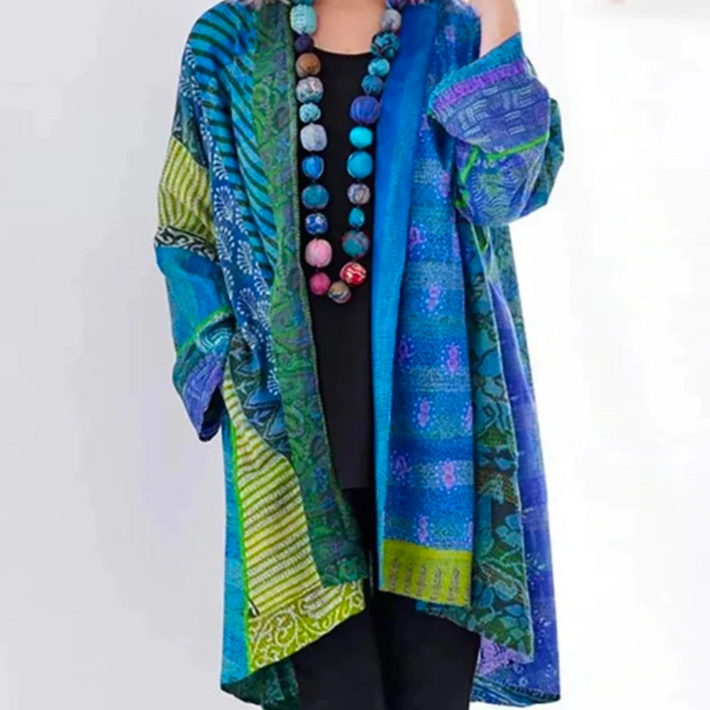 Kimono largo mujer fluido estampado étnico elegante - Mavetta