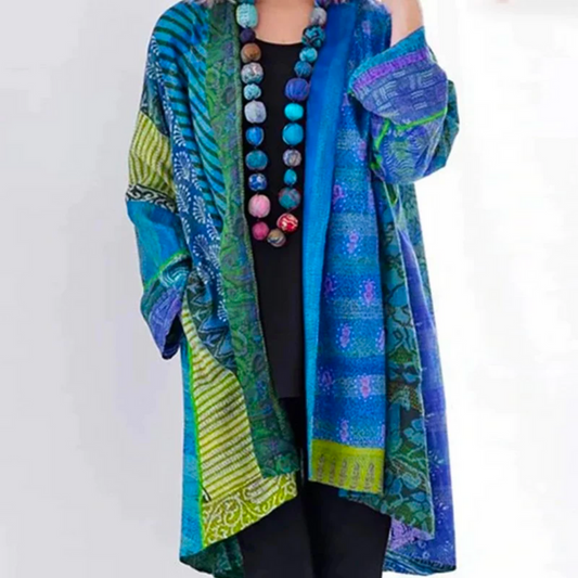 Kimono largo mujer fluido estampado étnico elegante - Mavetta