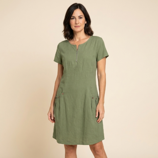Vestido Mujer con Cremallera y Bolsillos con Botones - Mavetta