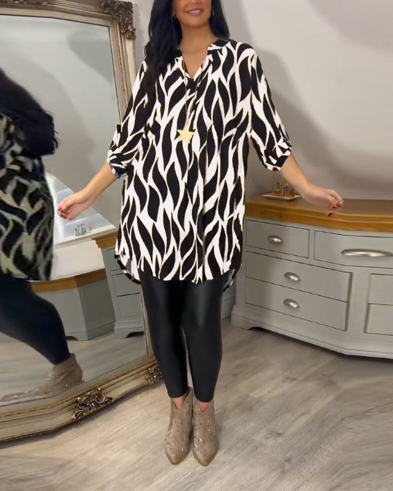 Blusa Mujer Túnica Estampado Gráfico Ajuste Suelto