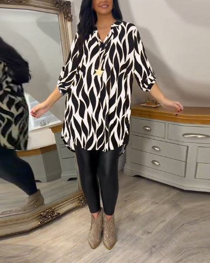 Blusa Mujer Túnica Estampado Gráfico Ajuste Suelto