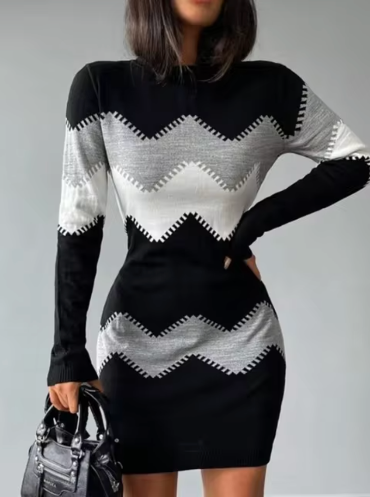 Vestido corto mujer de plumeti manga larga - Mavetta