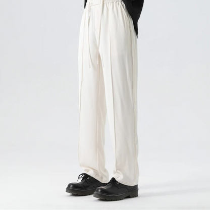 Pantalones Vestir Hombre Seda de Hielo Cintura Elástica Rectos