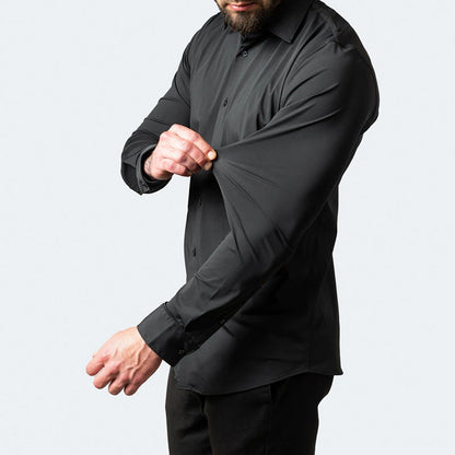 Camisa Hombre Manga Larga Algodón Corte Ajustado Slim