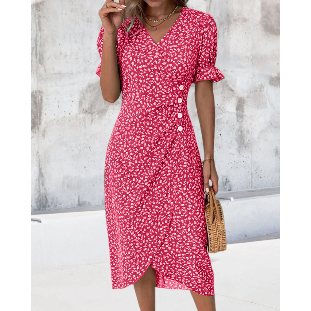 Vestido cruzado mujer Manga murciélago Escote en V