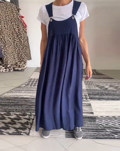 Vestido Mujer Ligero Fluido Detalles Modernos Ajuste Suelto