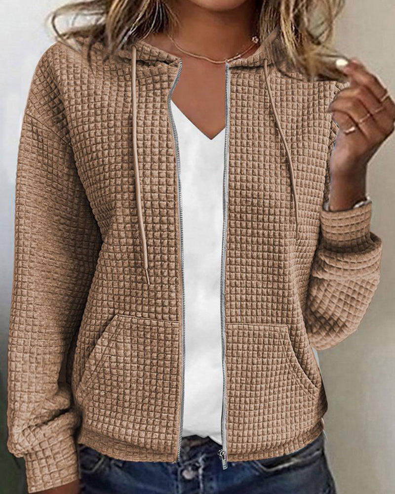 Chaqueta casual mujer con cordones ajustables y capucha