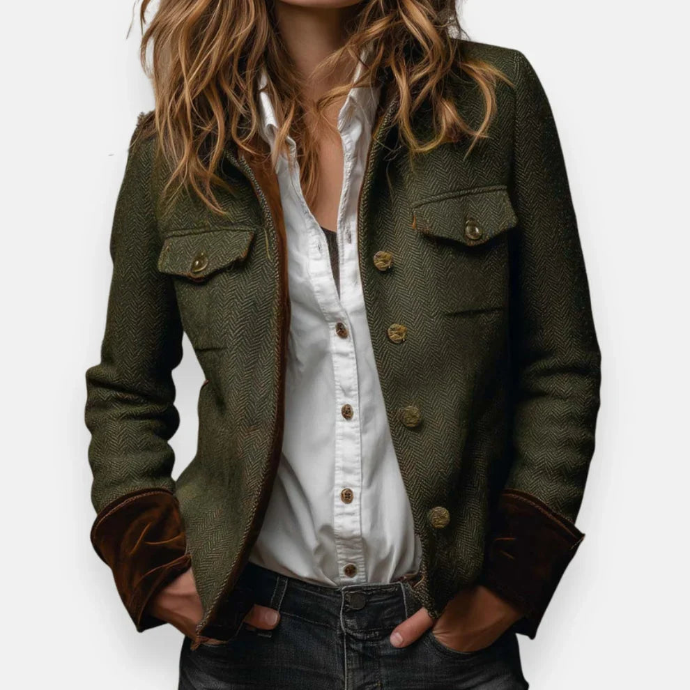 Chaqueta Mujer Elegante con Detalles de Terciopelo