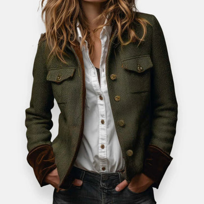 Chaqueta Mujer Elegante con Detalles de Terciopelo
