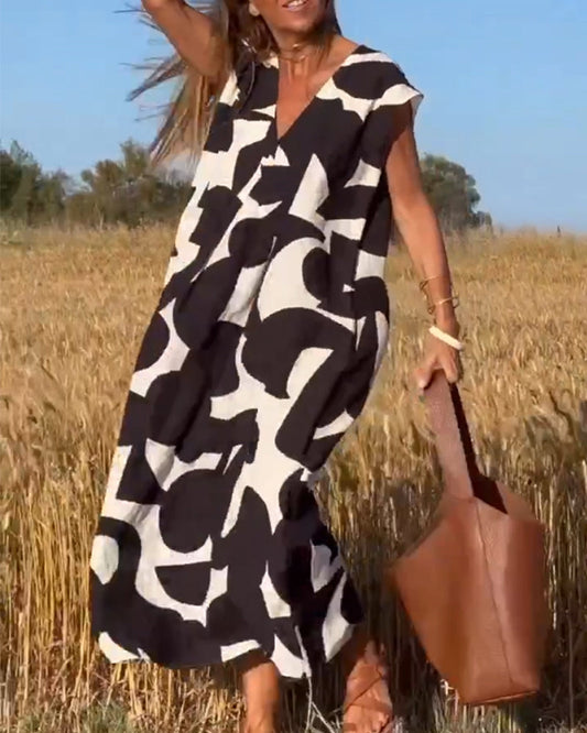 Vestido Mujer Estampado Escote en V Corte Fluido - Mavetta