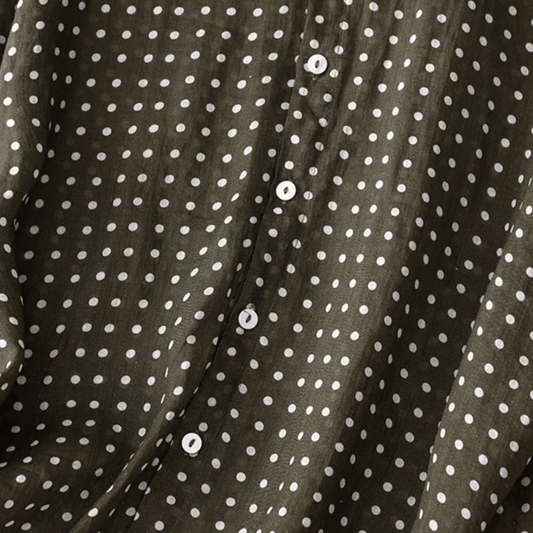 Camisa mujer de algodón y lino manga corta estampada