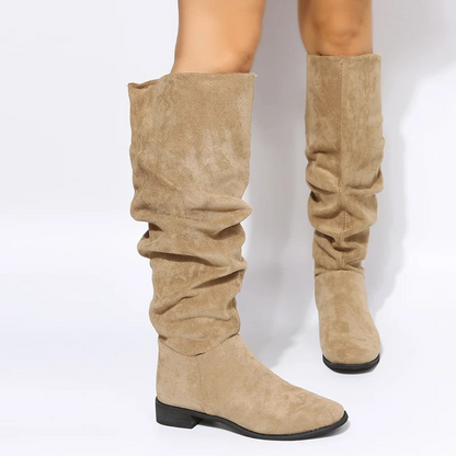 Botas Altas Mujer de Terciopelo Punta Redonda - Mavetta