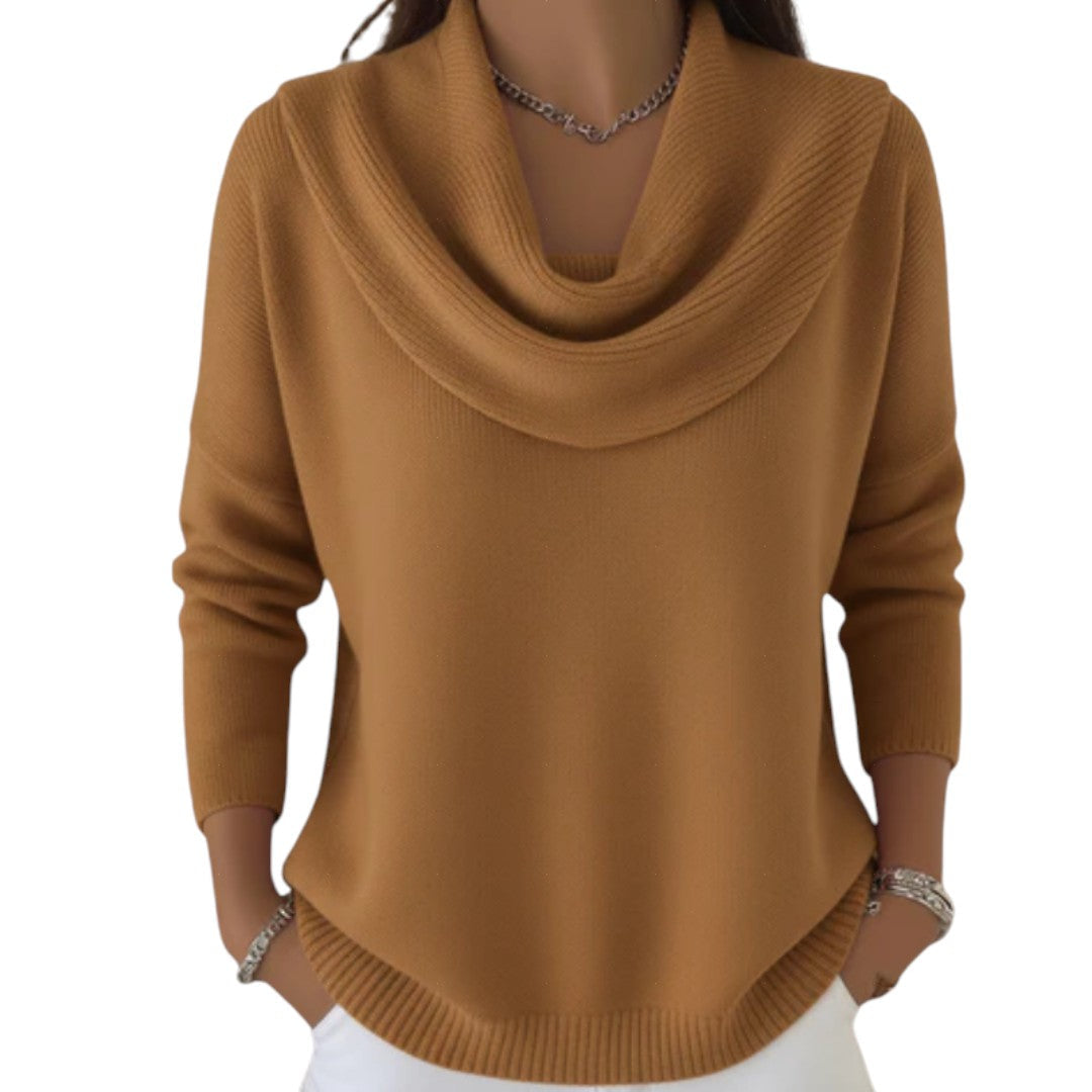Jersey Mujer Cuello Drapeado Suave Ajuste Comodo