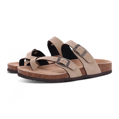 Sandalias Mujer de Verano Piel Abiertas Doble Hebilla