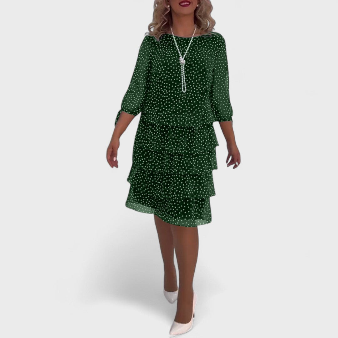 Vestido clásico mujer de lunares manga larga elegante