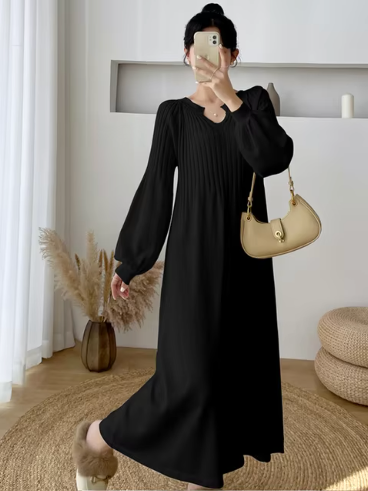 Vestido maxi mujer de plumeti holgado