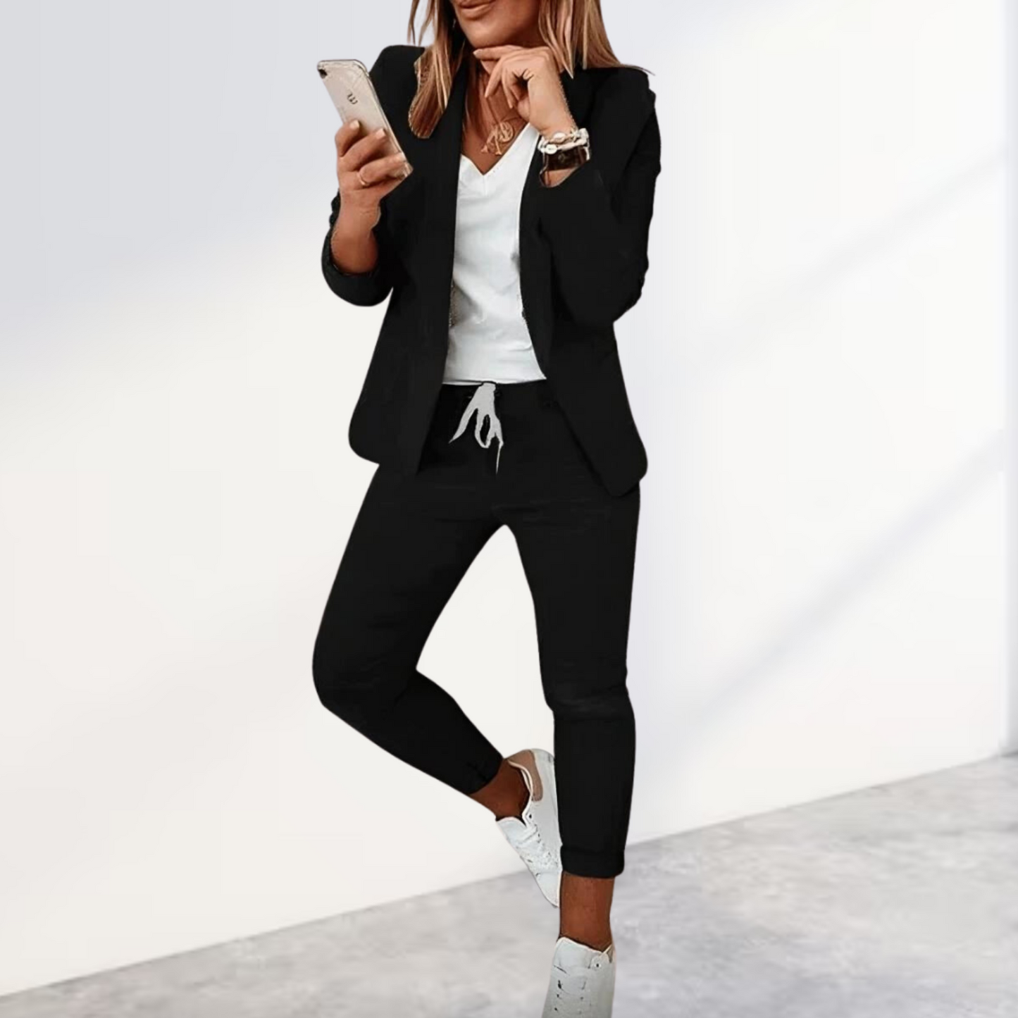 Conjunto Mujer Blazer y Pantalón Slim Fit Estilo Estructurado