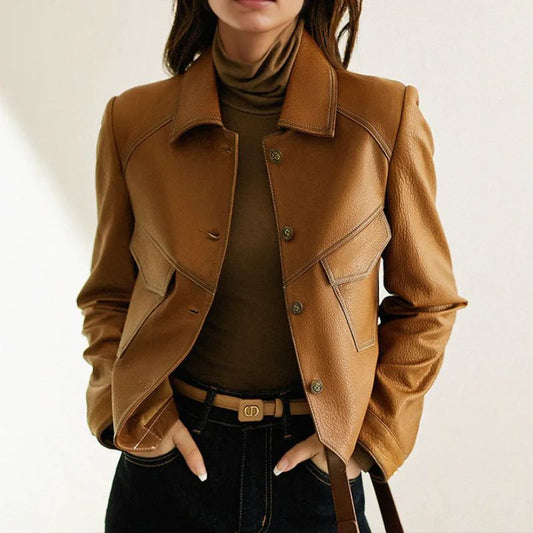 Chaqueta Mujer Cuero Sintético Talle Ajustado Textura Mate - Mavetta