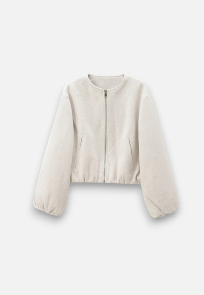 Chaqueta Bomber Mujer de Forro Polar Cremallera Cuello Redondo