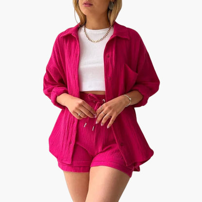 Conjunto Mujer Verano Blusa y Short Talle Alto