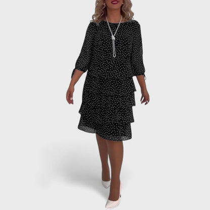 Vestido clásico mujer de lunares manga larga elegante