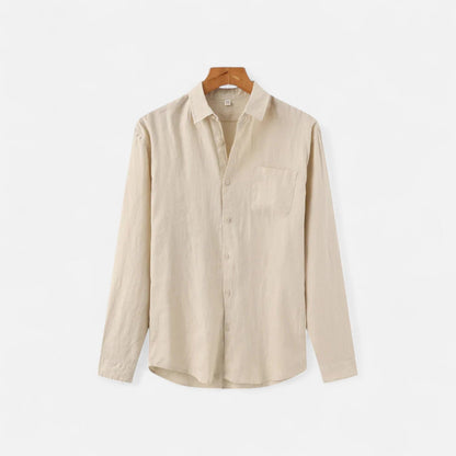 Camisa Hombre de Lino Manga Larga Ajuste Clásico