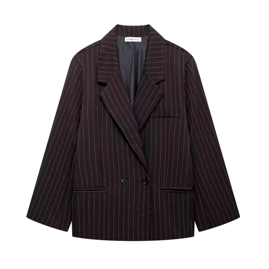 Blazer Mujer Oversize Doble Botonadura Rayas - Mavetta