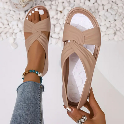 Sandalias Mujer de Cuero Diseño de Nudos Comodas Verano