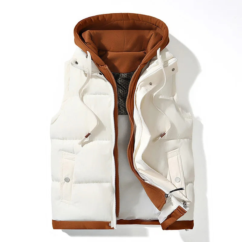 Chaleco Hombre Acolchado Puffer con Capucha Ajuste Regular