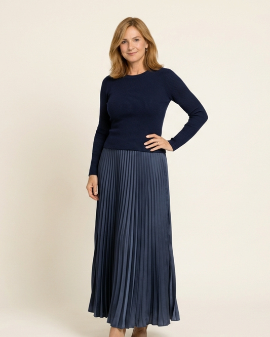 Vestido maxi Mujer de Jersey y Falda Plisada - Mavetta