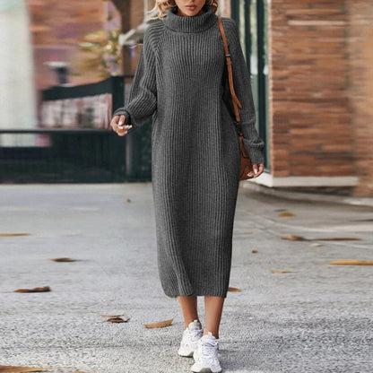 Vestido maxi mujer tipo sudadera cuello alto