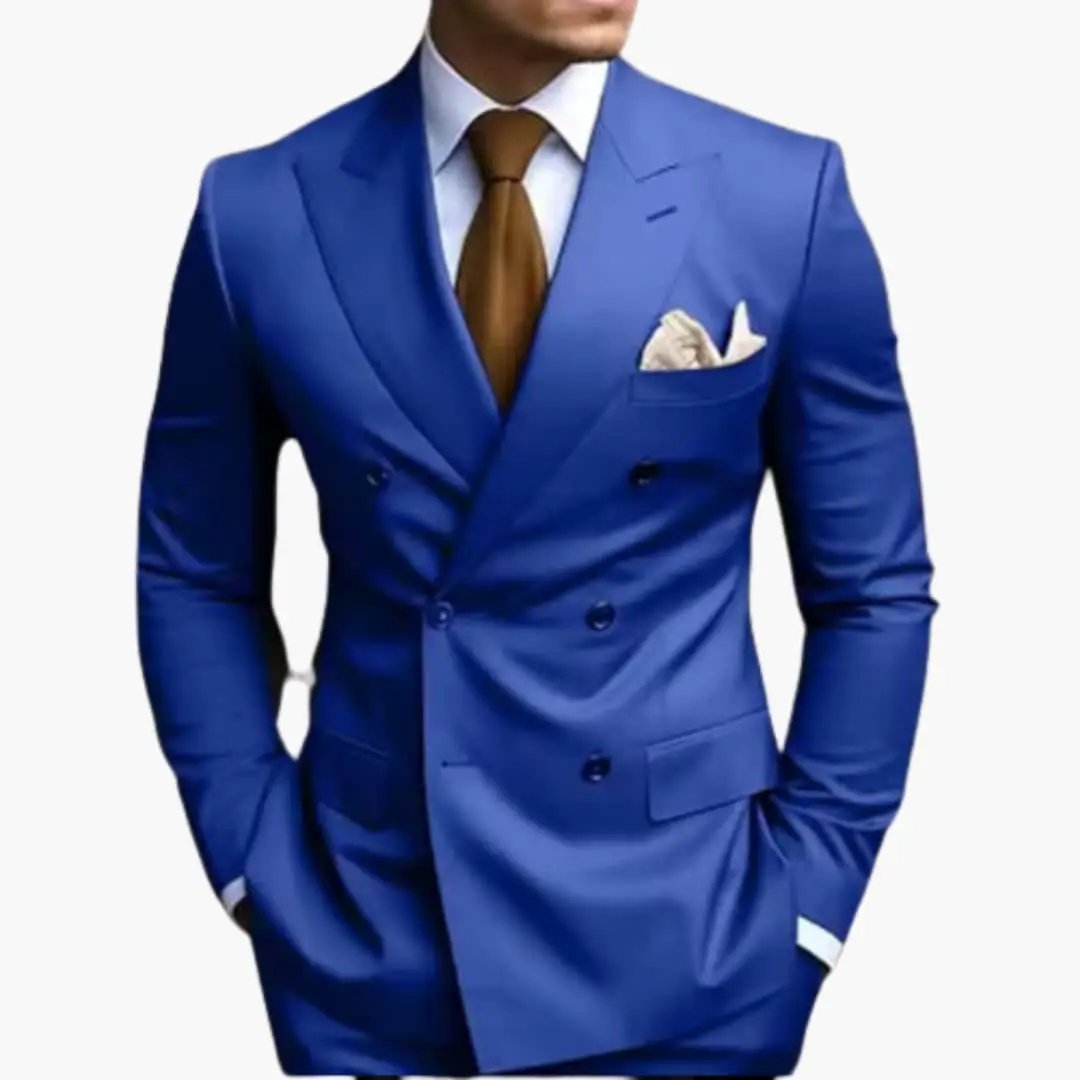 Traje Hombre de Dos Piezas Blazer Cruzado Pantalón Ajustado