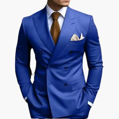Traje Hombre de Dos Piezas Blazer Cruzado Pantalón Ajustado