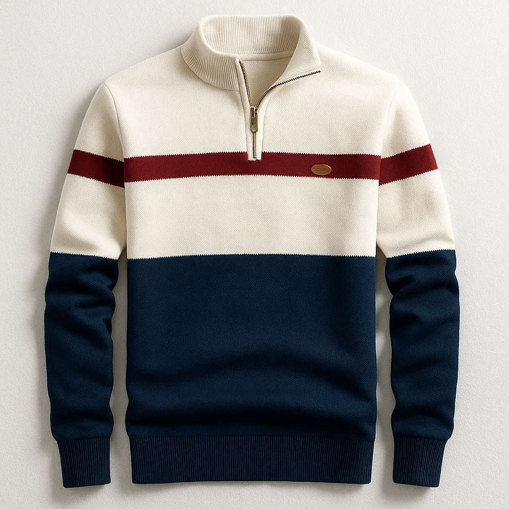 Jersey hombre tejido ligero con cremallera media estilo moderno - Mavetta