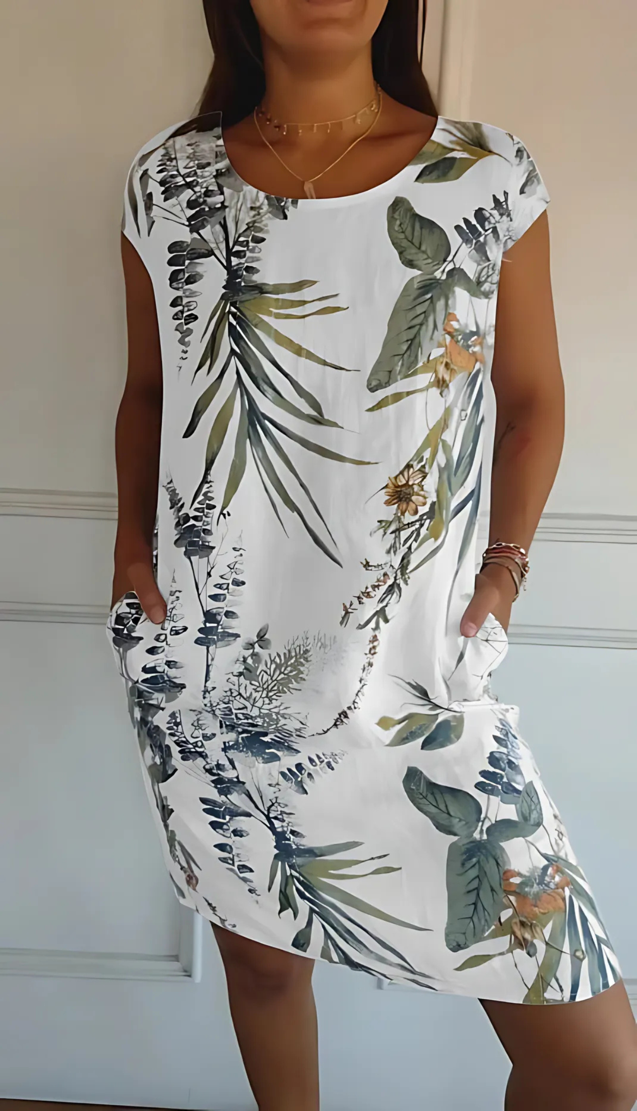 Vestido mujer de algodón cuello redondo corte holgado - Mavetta