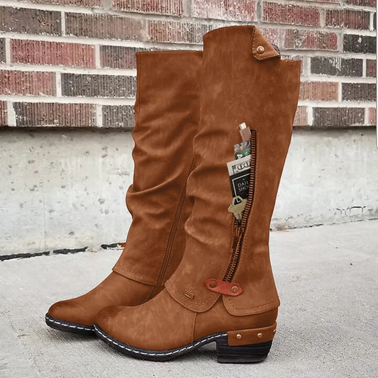 Botas altas mujer ligeras con cierre de botón metálico - Mavetta