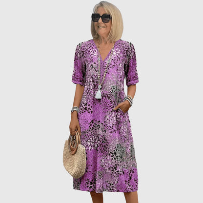 Vestido midi mujer de tela ligera estampado oceánico