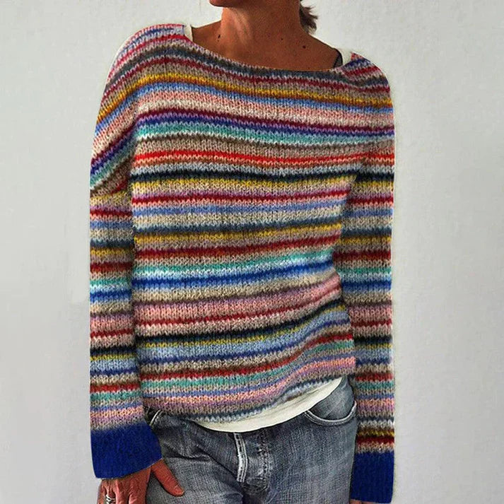 Jersey Mujer de Punto de Rayas Manga Larga Ajustado - Mavetta