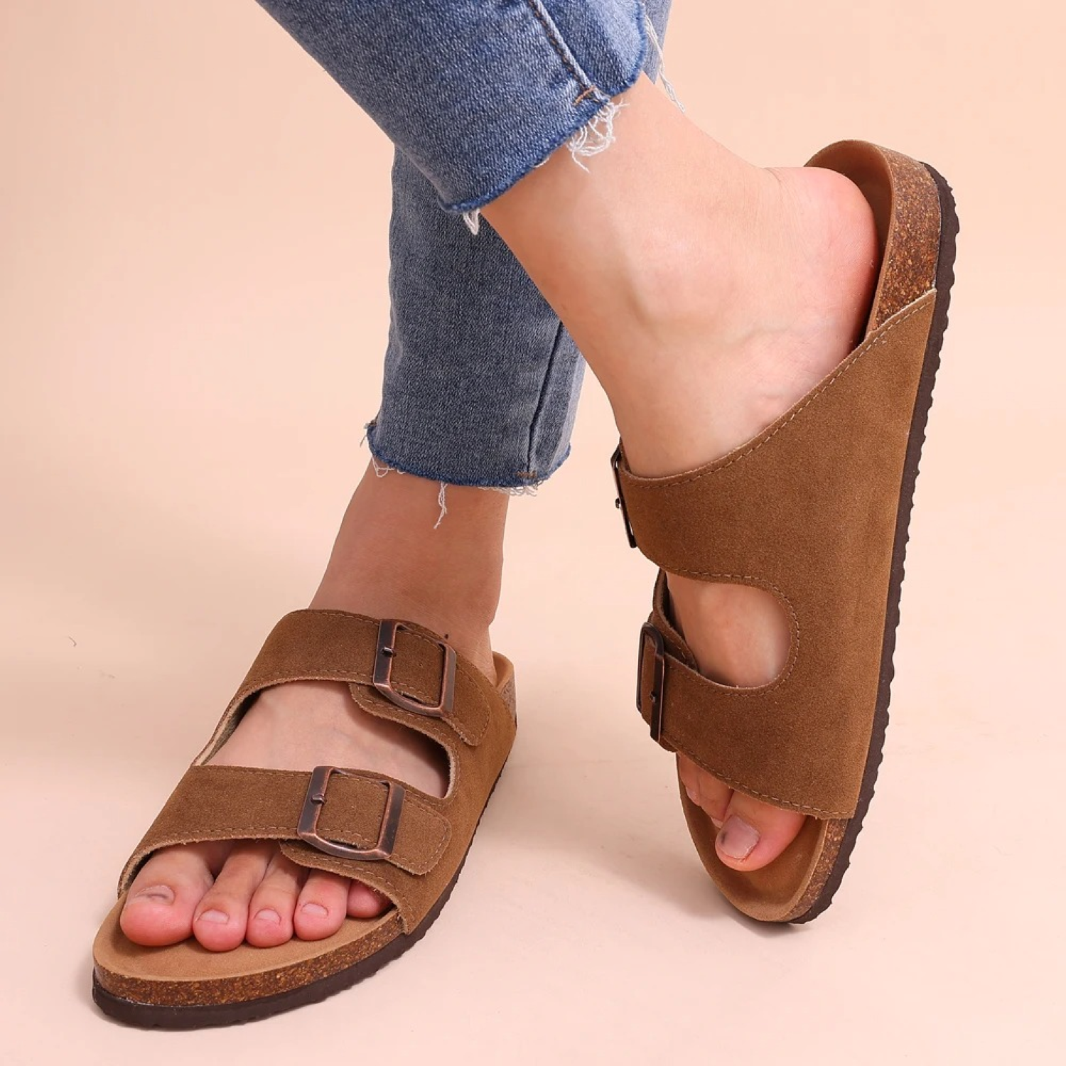 Sandalias Mujer de Verano Piel Abiertas Doble Hebilla - Mavetta