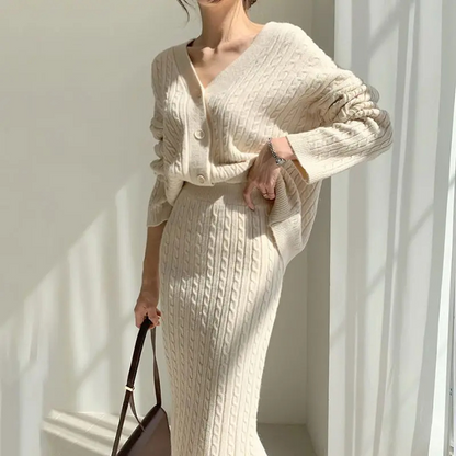Conjunto Mujer Suéter y Falda Punto Ajuste Relajado - Mavetta
