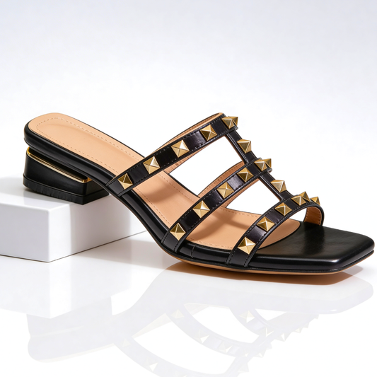 Sandalias mujer con tachuelas tacón bajo elegante - Mavetta