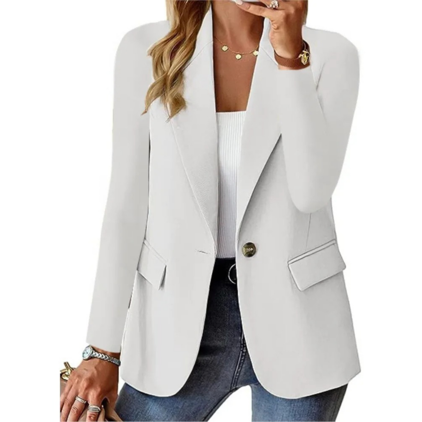 Blazer mujer de tejido ligero corte holgado solapa clásica - Mavetta